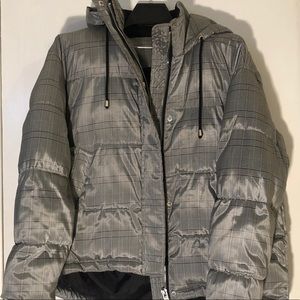 Silver Gingham Puffer Jacket